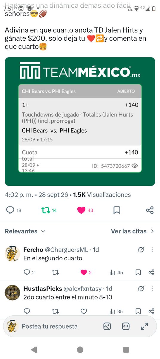 CharguersML's tweet photo. @ElNegroPicks02 El comentario con más likes https://t.co/TnXXIiPlIT