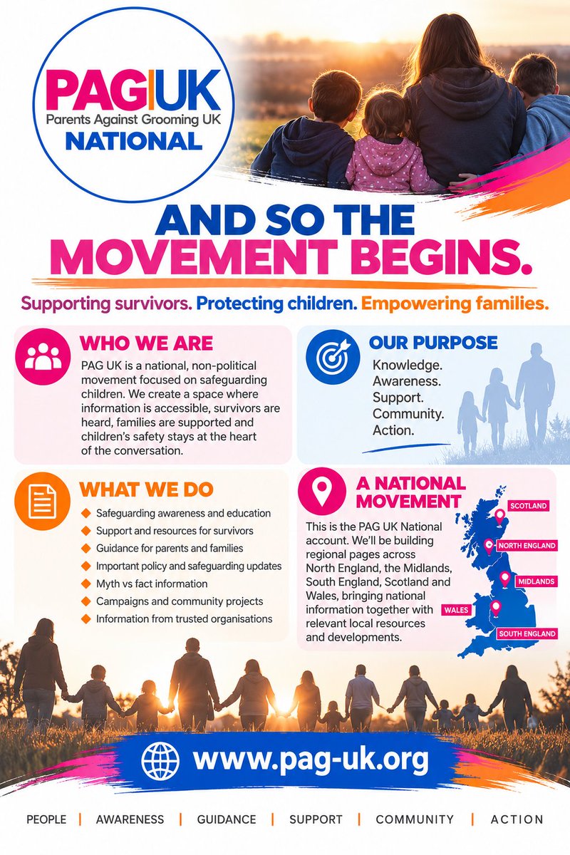PAGUK_National's tweet photo. And so the movement begins. 🇬🇧

PAG UK National account is here.

Supporting survivors. Protecting children. Empowering families.

A space for safeguarding awareness, survivor support, family resources, education, campaigns and community action.

This is just the beginning... https://t.co/AudUWVf00E