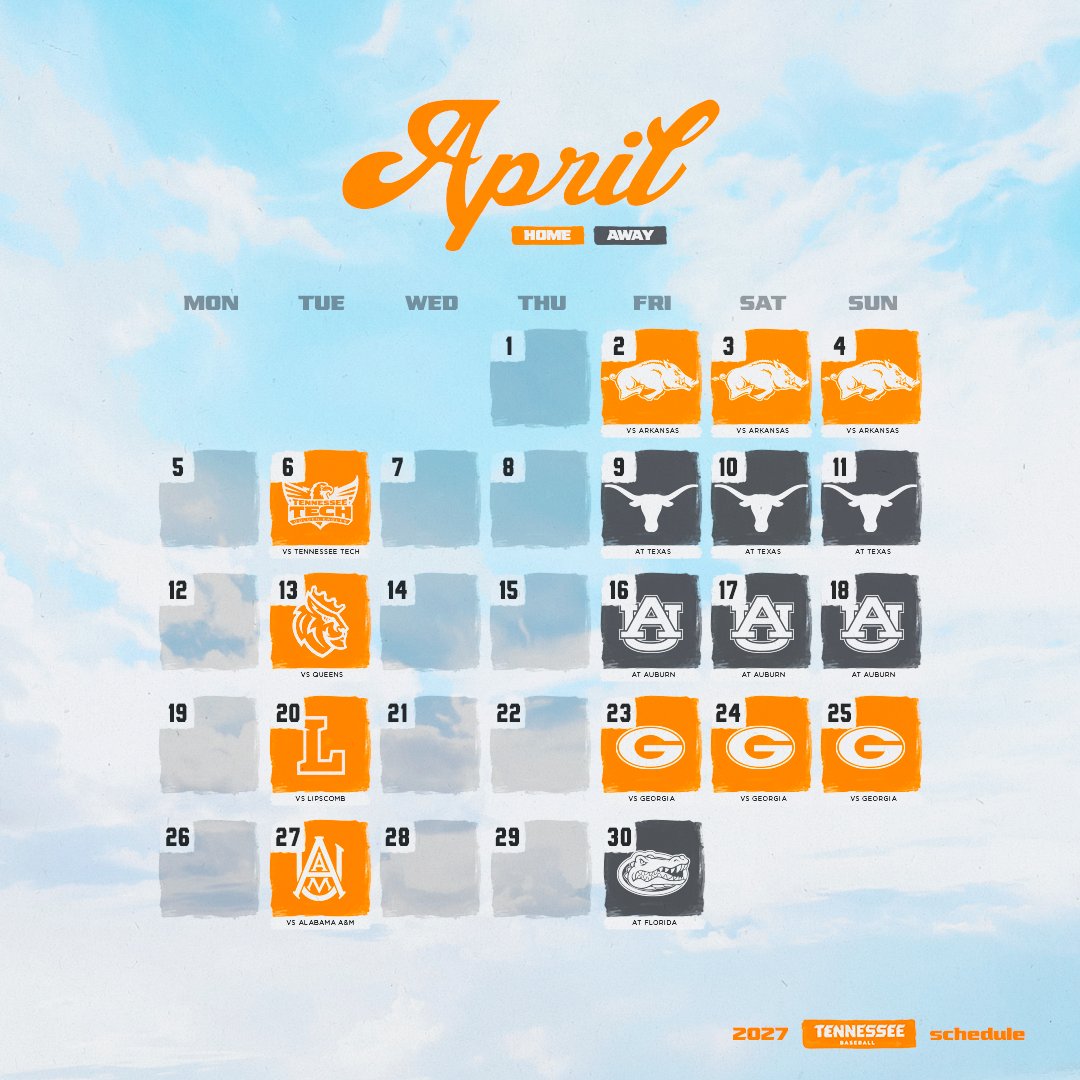 Vol_Baseball's tweet photo. Baseball season will be here before you know it!  

Details on our complete 2027 schedule 👇  

ℹ️ https://t.co/XnnkptBjOj  

#GBO🍊 https://t.co/dA7QASQaBE