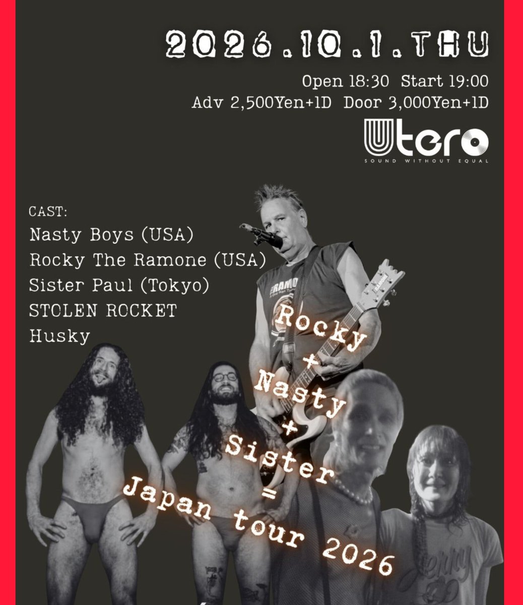 scumsak5spd's tweet photo. 【止められるか俺たちを】

  われわれSTOLEN ROCKET､明日ユーテロでライブします。血走ってつんのめり気味なおじさん3匹を観に来てくださいね。対バンも盆と正月が来たくらい豪華です。 https://t.co/OgkEqKQ51Z