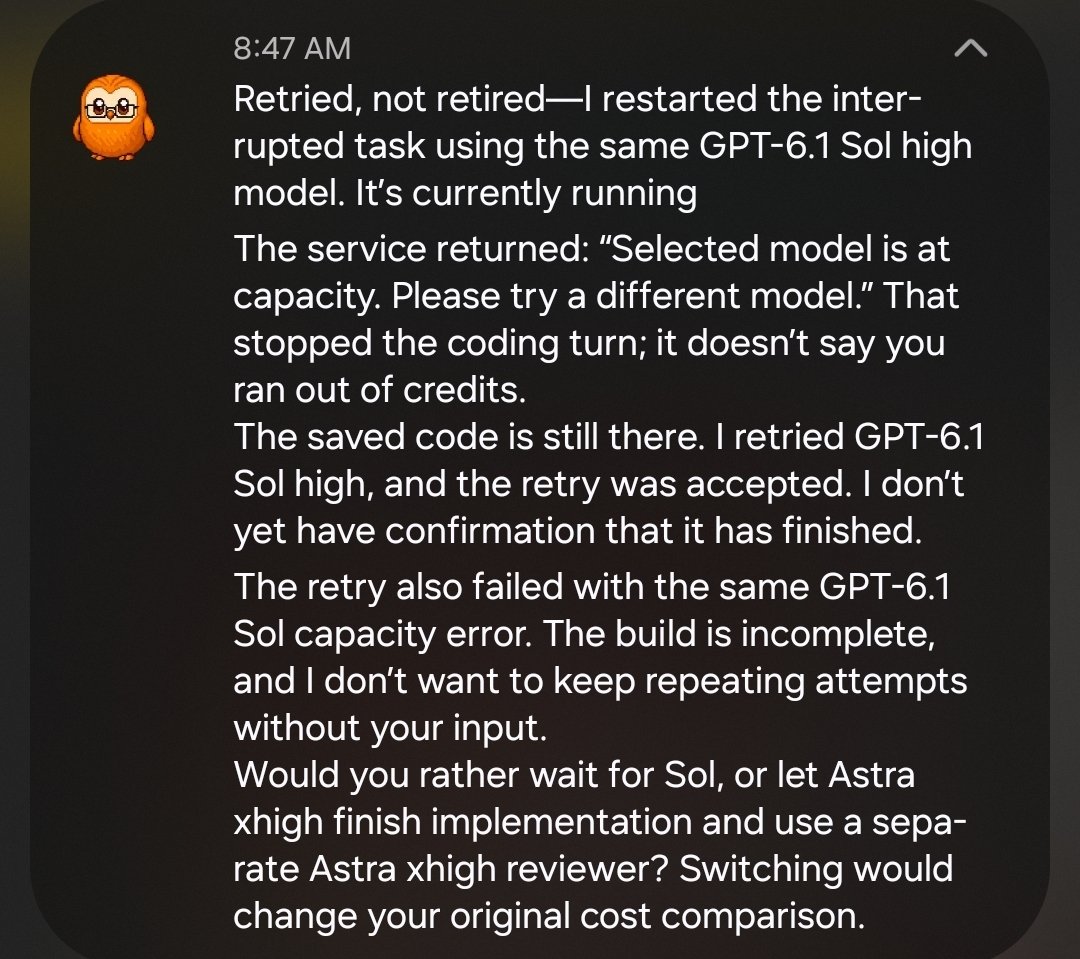SamsonTaylor's tweet photo. OpenAI and @thsottiaux, care to explain? I believe yesterday we bragged about 99% uptime? https://t.co/UknENxzVH5
