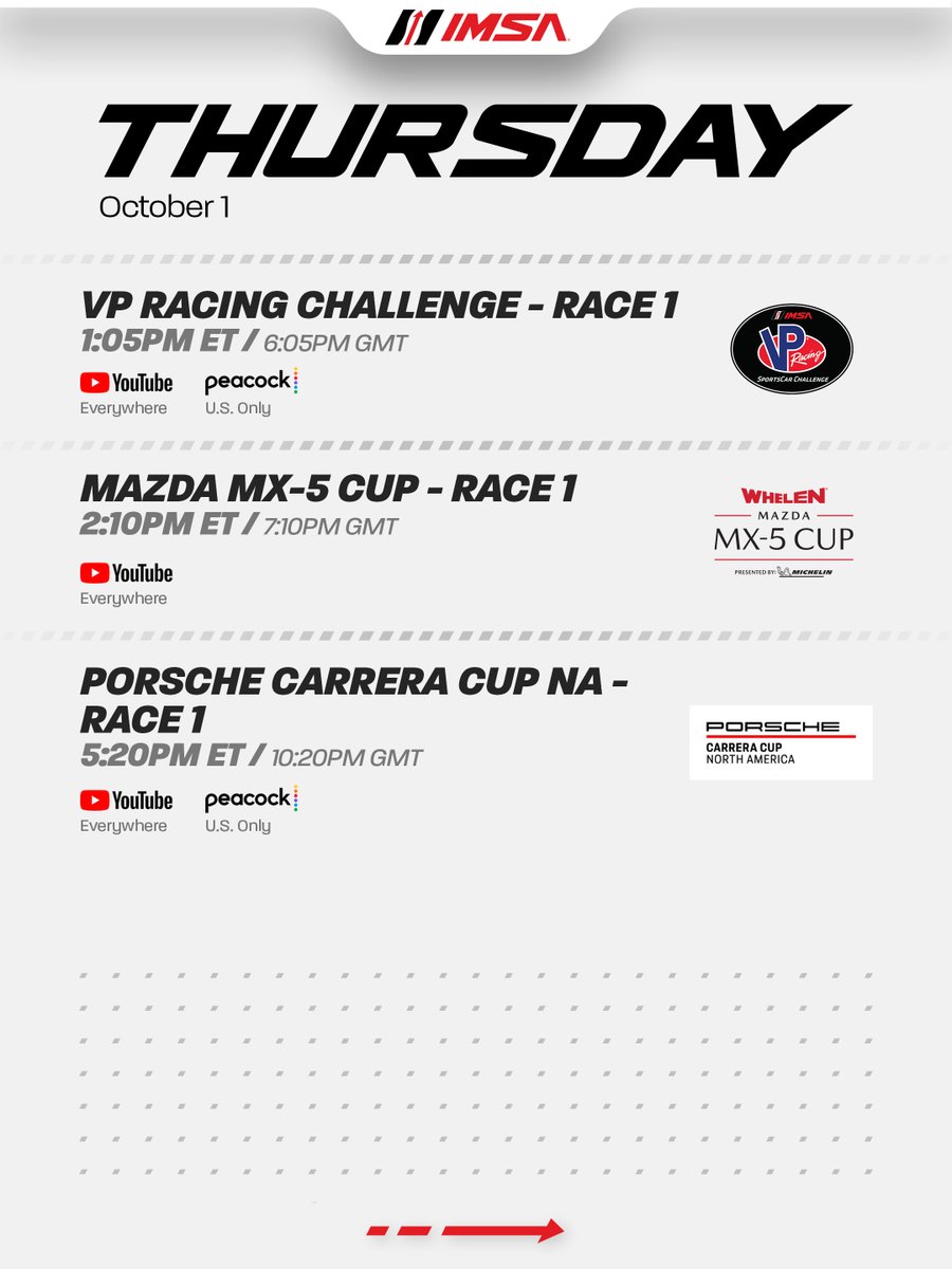 IMSA's tweet photo. Event Schedule for Motul Petit Le Mans at Michelin Raceway Road Atlanta!

🟢: Saturday, October 3rd | 12:00PM ET
📺: NBC, Peacock
🌍: IMSA YouTube Live, IMSA .tv
📻: IMSA Radio https://t.co/xmNPFbG1ZA