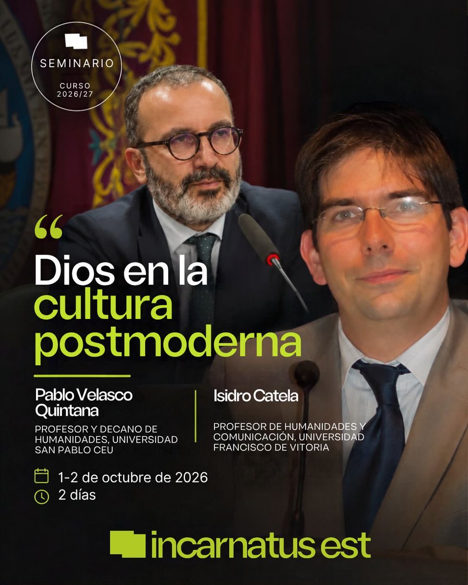 Incarnatus_est's tweet photo. Nacen los Seminarios Incarnatus est: encuentros de dos días para compartir con nuestros alumnos y profesores una parte de la experiencia de la escuela.
Te dejamos la programación de octubre:

https://t.co/cT1gLNLvSn https://t.co/g6inNB1o1k