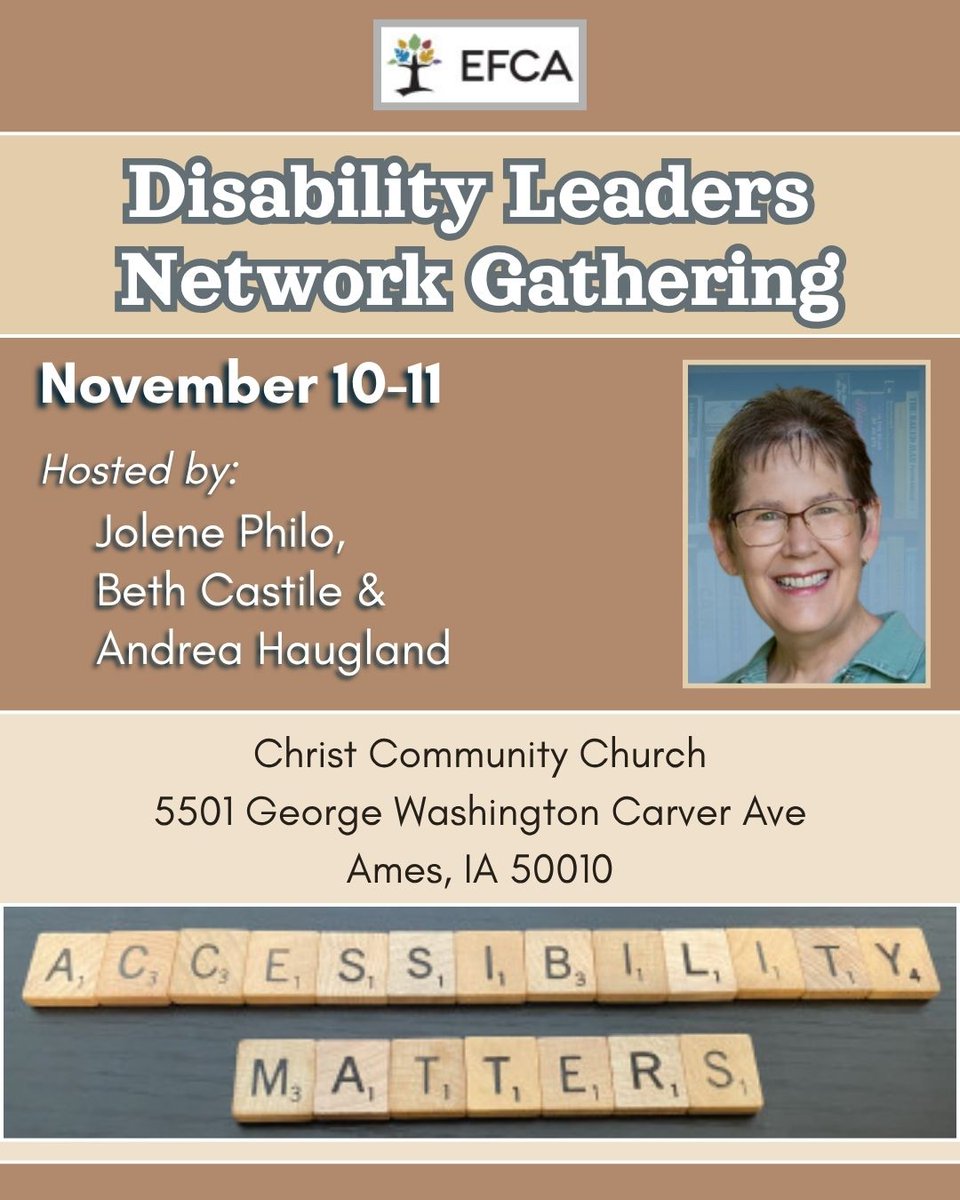 downthegravelrd's tweet photo. Register for this FREE event by Oct 30:
https://t.co/FIFhdhF2Sh
#efca #efcaleadergathering #christcommunitychurch #amesiowa #specialneedsministry #accessiblechurch #inclusivechurch #andreahaugland #bethcastile #disabilityministry #accessibilitymatters https://t.co/tbQanWNSYD