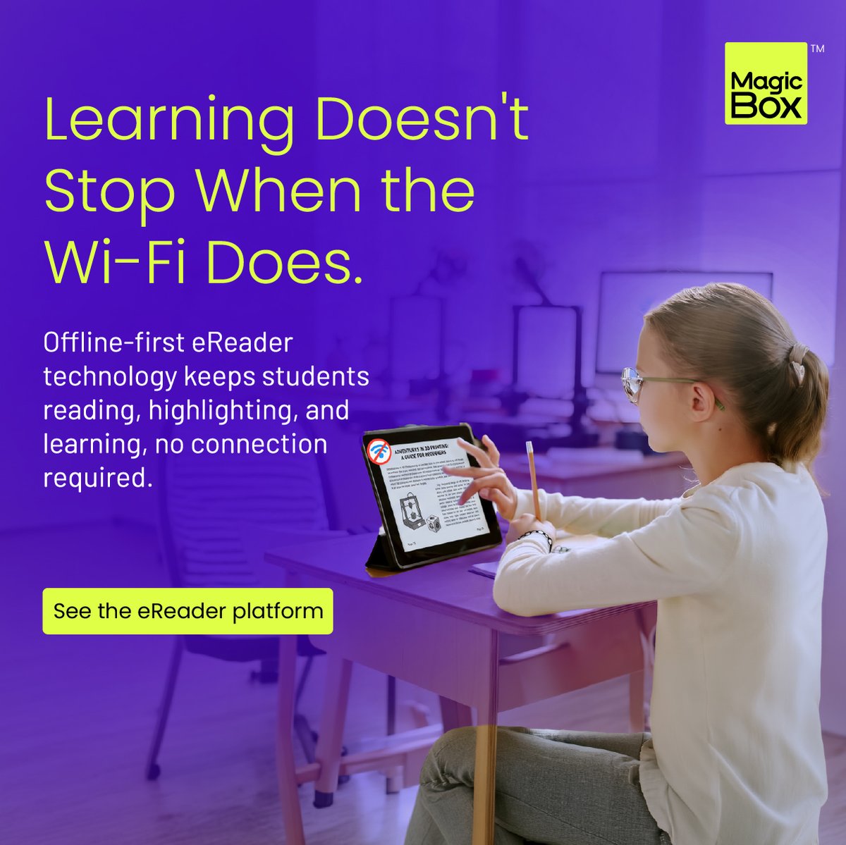 getmagicbox's tweet photo. From Connected Classrooms to Offline Learning.
Students don’t always have reliable internet access. Your digital learning platform should account for that.
MagicBox eReader - Built for accessible, flexible digital reading. https://t.co/rUC0wxsdy3
#DigitalEducation #K12Publishers https://t.co/dRcPXdbinB