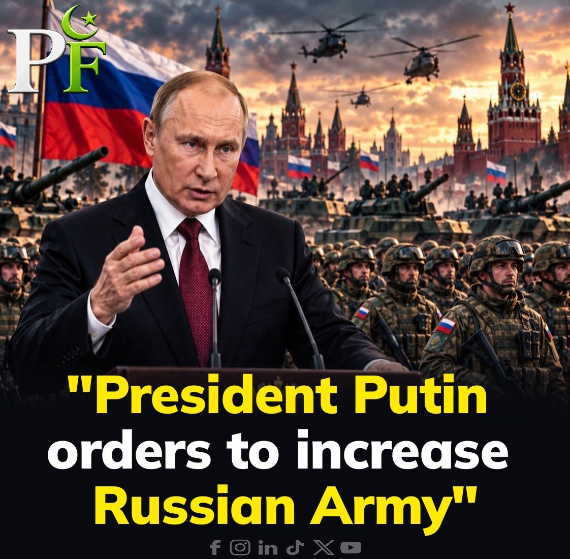 ali2k9_ali's tweet photo. 🇷🇺 "Russian President Vladimir Putin signed a presidential decree ordering an expansion of the Russian armed force"

*The target for active duty personnel is set to increase to 1.55 million (an addition of 15,500 troops)

#putin #russia #russian #russianarmy 
#ukrainian #Ukraine https://t.co/YYs2xCh5ZF