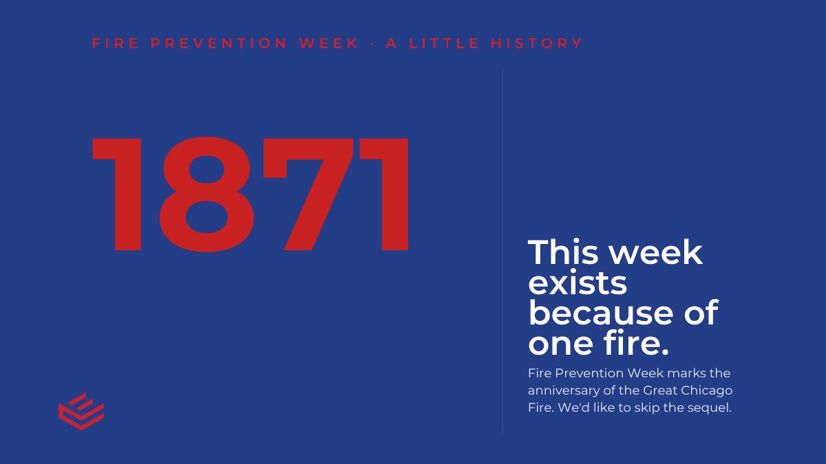 Elite_secgroup's tweet photo. Fire Prevention Week lands on the anniversary of the Great Chicago Fire of 1871. That's the origin story. Our job is making sure there's no sequel. #FirePreventionWeek https://t.co/R65klOYbAw