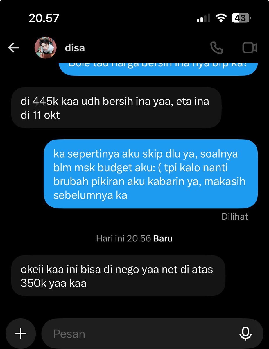4sbtonly's tweet photo. @iguusvt Ka aku jg di DM gini, masa hc bisa nyesuaikan harga jd gini.. Sori tdk tergiur, hati hati ya gais https://t.co/RQEapKagAi