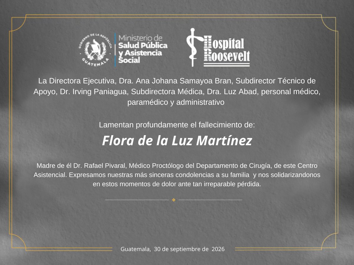 HRooseveltGT's tweet photo. Nota de duelo. https://t.co/0JEU6HhVG0