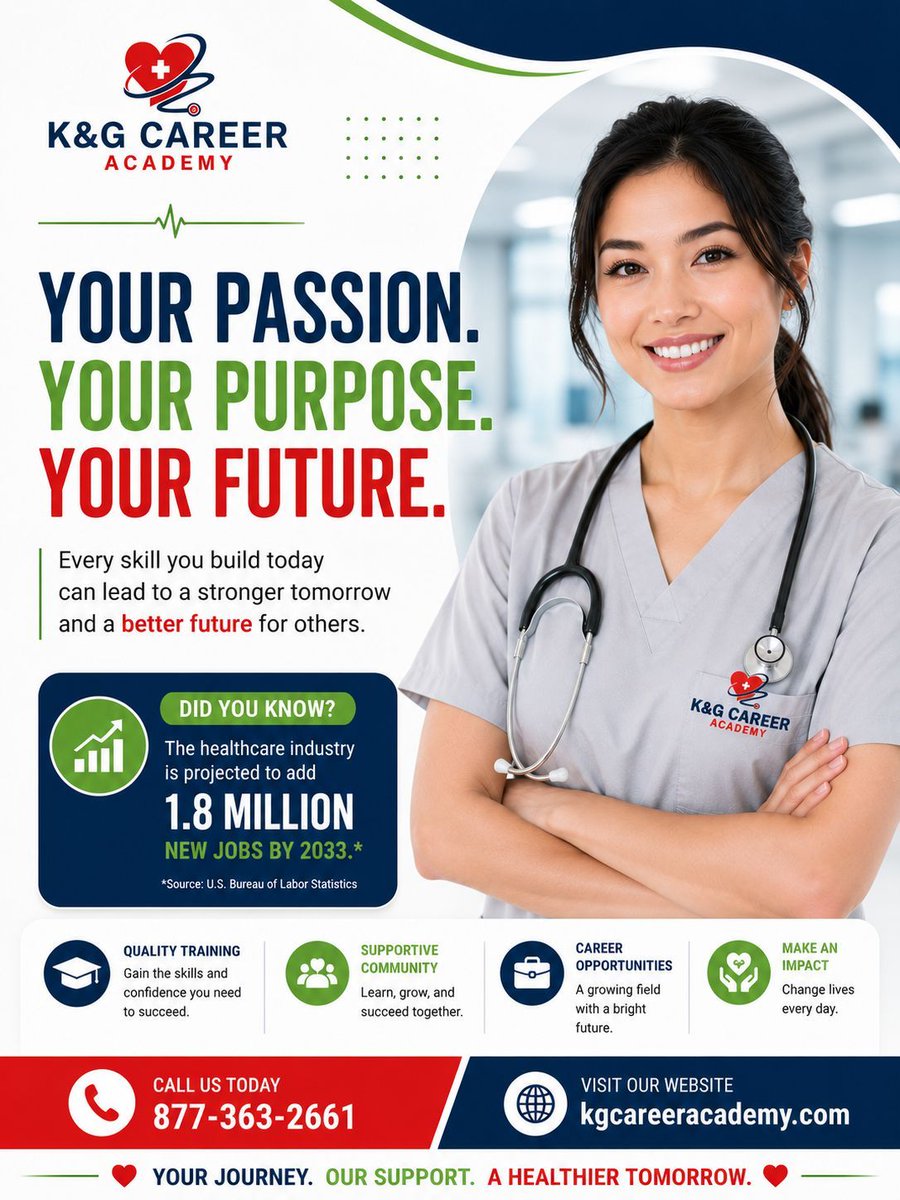 kgcareeracademy's tweet photo. Your passion can become your purpose, and your purpose can shape a future you are proud to build.
#KGCareerAcademy #YourPassionYourPurpose #HealthcareCareers #CareerGrowth #HealthcareTraining #FutureInHealthcare https://t.co/Q7p1OQ0fgV