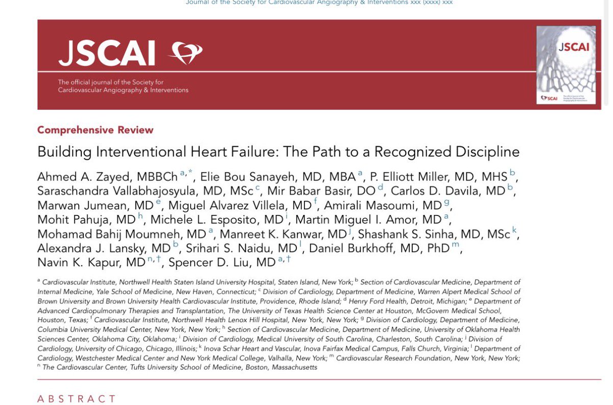 SrihariNaiduMD's tweet photo. Excellent statement on the journey so far and path forward toward interventional heart failure (IHF) as a discipline. Worth a read. 

Link: https://t.co/4IV8p40PZ3

Title ⬇️ https://t.co/PEPn9D7K4T