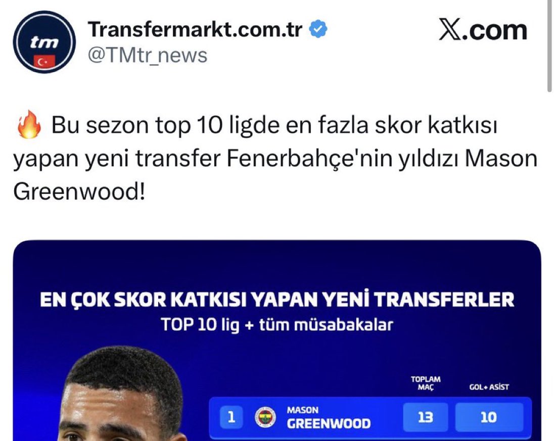 NuriBey_19077's tweet photo. Bu haberi yapıp peşine Greenwood’un değerini 15 milyon Euro düşürmek adiliktir. https://t.co/nhOlLEXjNU