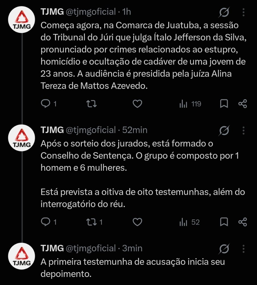 hpsc33's tweet photo. Achei massa essa iniciativa do TJMG! Narrar a Sessão do Júri no Twitter igual ao lance a lance de uma partida de futebol. https://t.co/XgOYfrIWH9