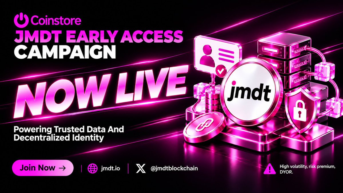 linoya1213's tweet photo. JMDT/USDT trading is now live on Coinstore. $JMDT powers Truth Layer’s enterprise-grade decentralized data and identity infrastructure. Explore responsibly and DYOR.

#Coinstore #JMDT #Listing https://t.co/9IcOkuUbAo