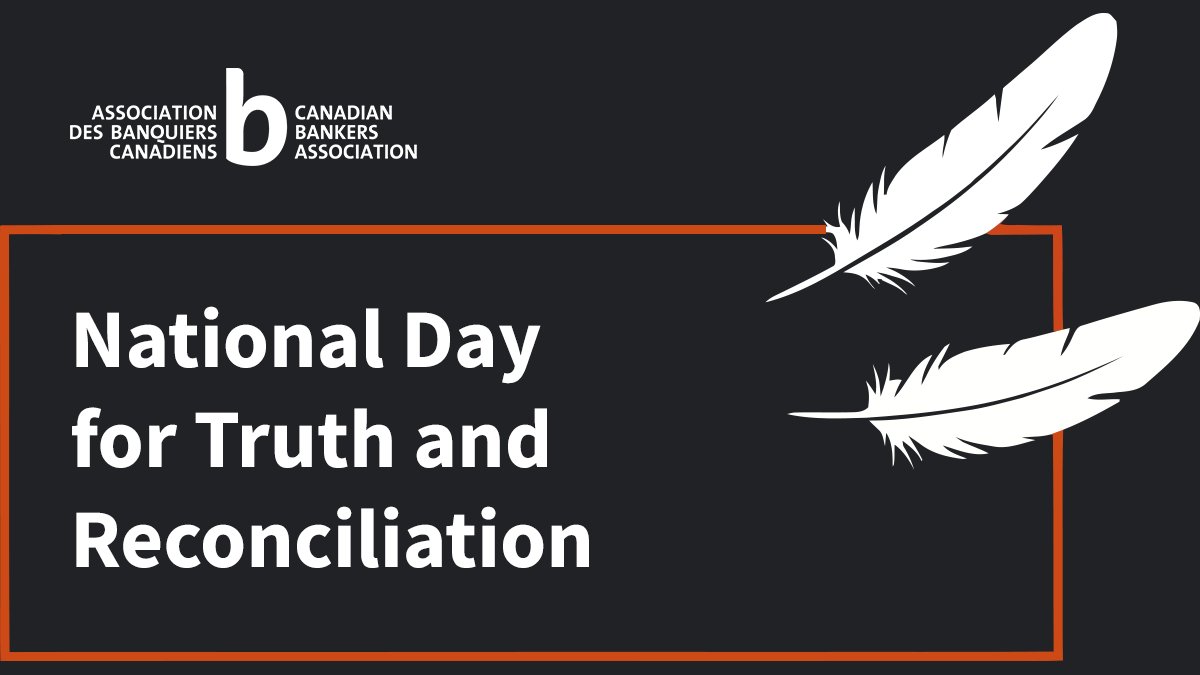CdnBankers's tweet photo. National Day for Truth and Reconciliation

It is important to take time to reflect on the history and legacy of residential schools and the experiences of Indigenous Peoples in Canada. 

It is an opportunity to learn, listen and recognize the importance of reconciliation. https://t.co/u3MQ7OWJSS
