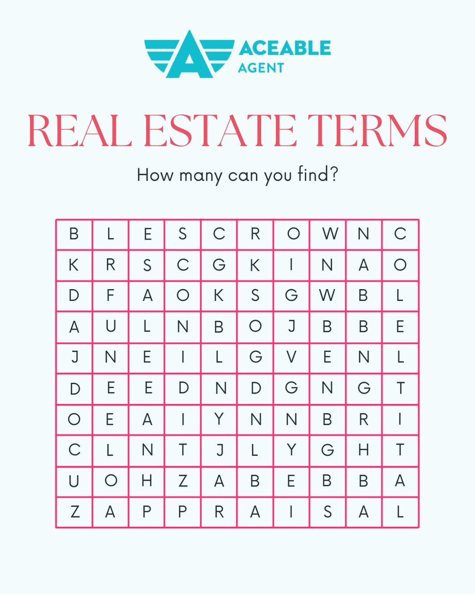 AceableAgent's tweet photo. How many real estate terms can you spot? 👀 Drop the words you find in the comments, then start your real estate journey at https://t.co/XPJGMmQy1z #RealEstate #RealEstateTerms https://t.co/04HPbMMjDq