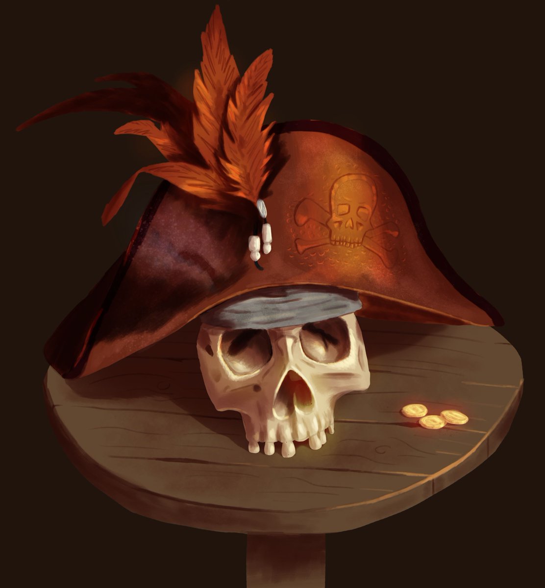PatkusArt's tweet photo. Keeping up with my spooky themed art - this time with a pirate skull study I did a while ago 💀🏴‍☠️

Skeletons are still spooky even if they're pirate skeletons, right? https://t.co/GnrpzArIh3