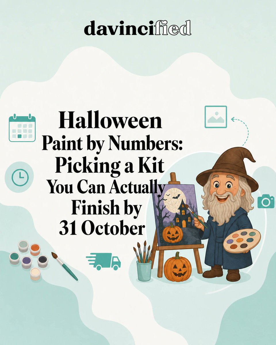 davincifiedcom's tweet photo. 🎃 New on the blog: will your Halloween kit be finished in time?

A 24 color kit is around 20 hours. At 10 hours a week that means ordering by 3 October to have it on the wall for the 31st ✨

Keep reading → https://t.co/ZKBU8PC09s 
#halloween #paintbynumbers https://t.co/n0UrFr6nQ5