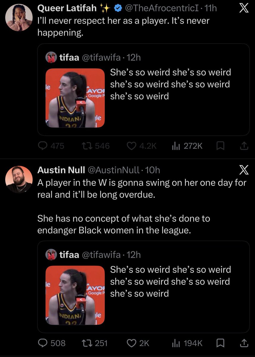 W_B_Rick's tweet photo. Wow awesome game from Caitlin Clark last night

Let’s head over to WNBA Twitter where they’re surely talking basketball after a great playoff game https://t.co/3IJMdRHGRW