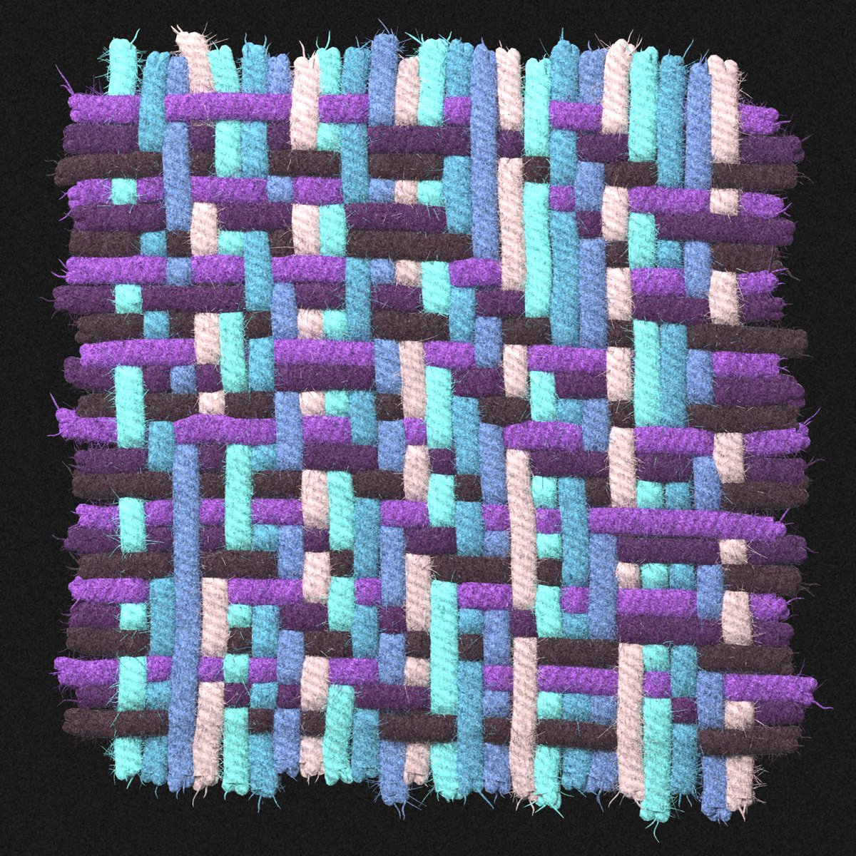 Nicolas_Loizeau's tweet photo. Simulated weaving. Patterns generated with a cellular automaton. #woventextiles #textiledesign #generativeart #cellularautomata #proceduralart https://t.co/7TfTN7Vt1A