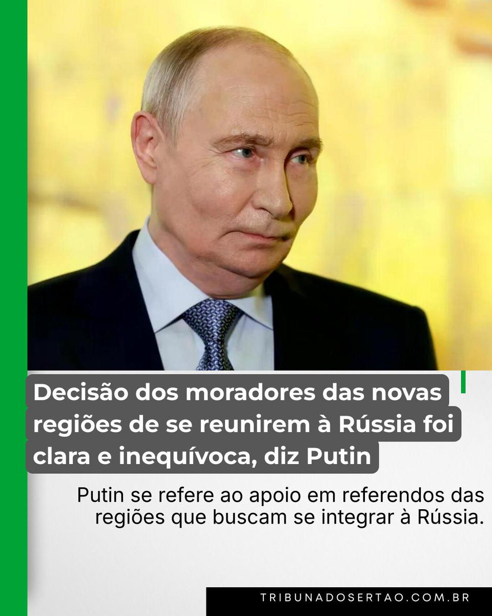 tribunasertaoal's tweet photo. Putin se refere ao apoio em referendos das regiões que buscam se integrar à Rússia. https://t.co/HWQP4JfHig https://t.co/fj2TsvX42Y