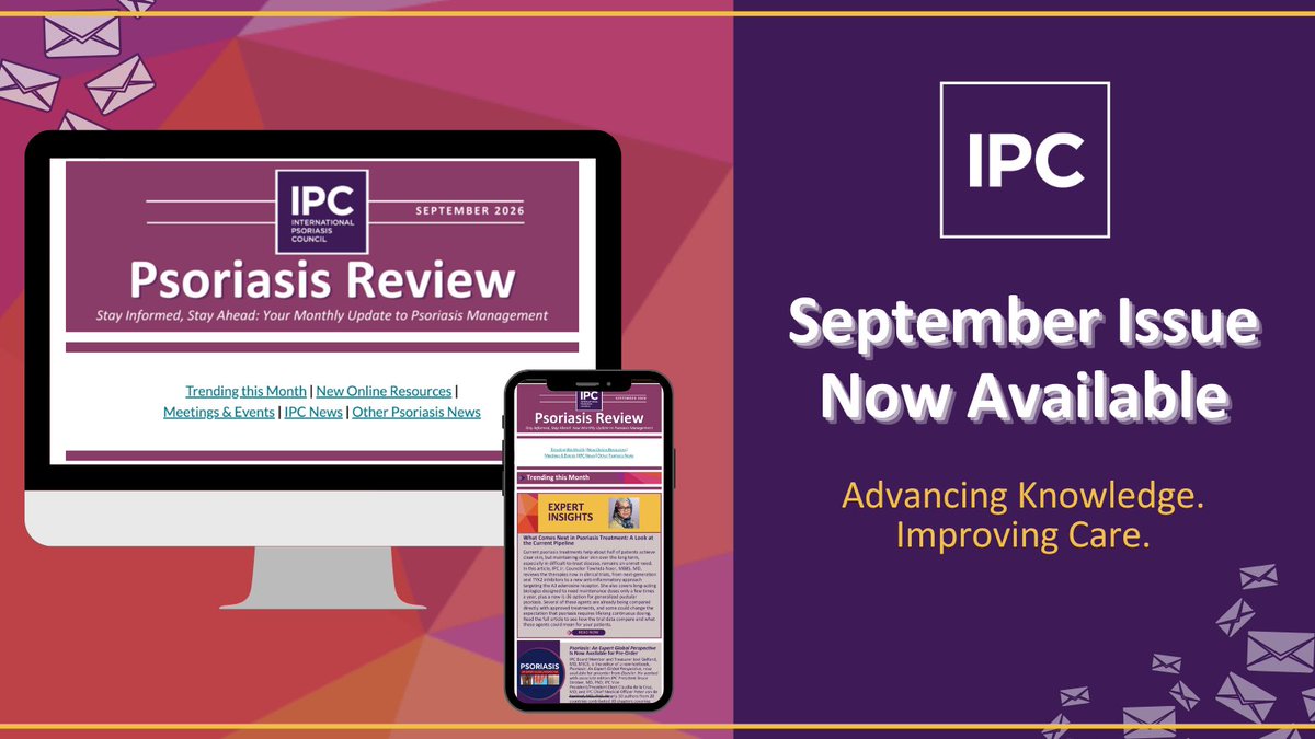 IpcPs's tweet photo. π° The September edition of the IPC Psoriasis Review is here!
More than 12,000 dermatologists and health care professionals rely on IPC for updates on #psoriasis research, education, and clinical care.
Read the September issue: https://t.co/ihZFZairLC
#PsoriasisNews #IPCNews https://t.co/GxB2hu0PGG