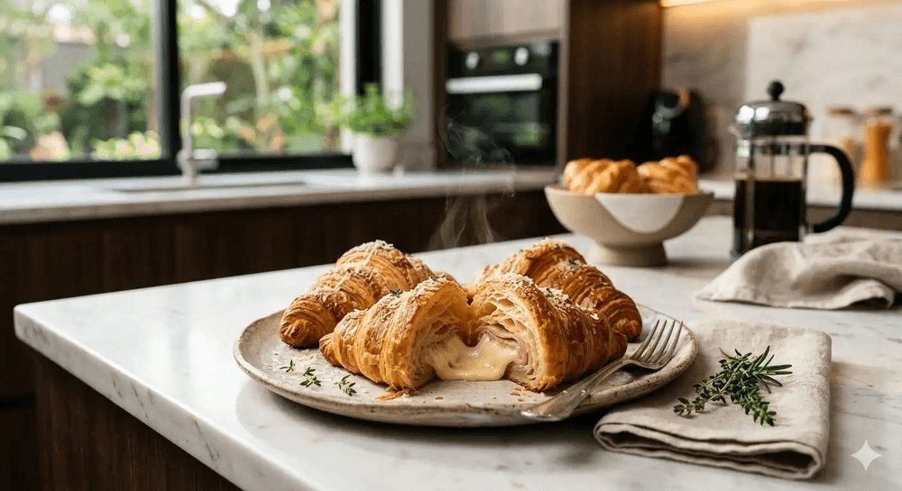 PapasChefBR's tweet photo. 🥐🧀 Croissant de presunto e queijo: massa caseira folhada com manteiga, recheio de presunto e mussarela derretida, dourado no forno com pincelada de gema.

📍 Receita completa no Instagram @papas_chef
#croissant #presuntoequeijo #massafolhada #papaschef https://t.co/rM4Yt4Mmae