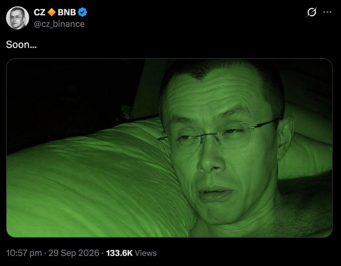 AL_Roo786's tweet photo. CZ really just posted “Soon…” and disappeared.

No explanation. No context. Just maximum suspense.

Now the entire crypto timeline is trying to figure out what’s coming.

Something is cooking around $BNB.

CZ knows exactly how to get everyone watching. 👀 https://t.co/MB3f056bQS