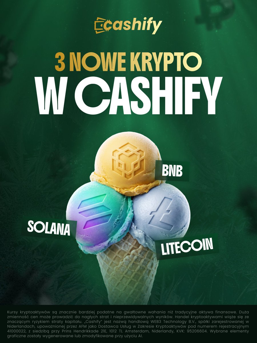CashifyEu's tweet photo. 30 września - Dzień Chłopaka. A do tego ŚRODA! A jak środa, to i Dzień... 3 Nowych Krypto w Cashify!

Oto wielka trójka, która właśnie wjechała do oferty:
🟣 Solana (SOL)
🔵 Litecoin (LTC)
🟡 BNB (BNB)

Wejdź na https://t.co/KMrlQxEx0F lub do aplikacji, zarejestruj się i wymieniaj do woli! ✅

–
Cashify komunikuje się wyłącznie za pośrednictwem oficjalnych kanałów. Kryptoaktywa wiążą się z wysokim ryzykiem, w tym potencjalną utratą środków. Zawsze weryfikuj informacje.

Aby uzyskać pomoc, odwiedź stronę Cashify.