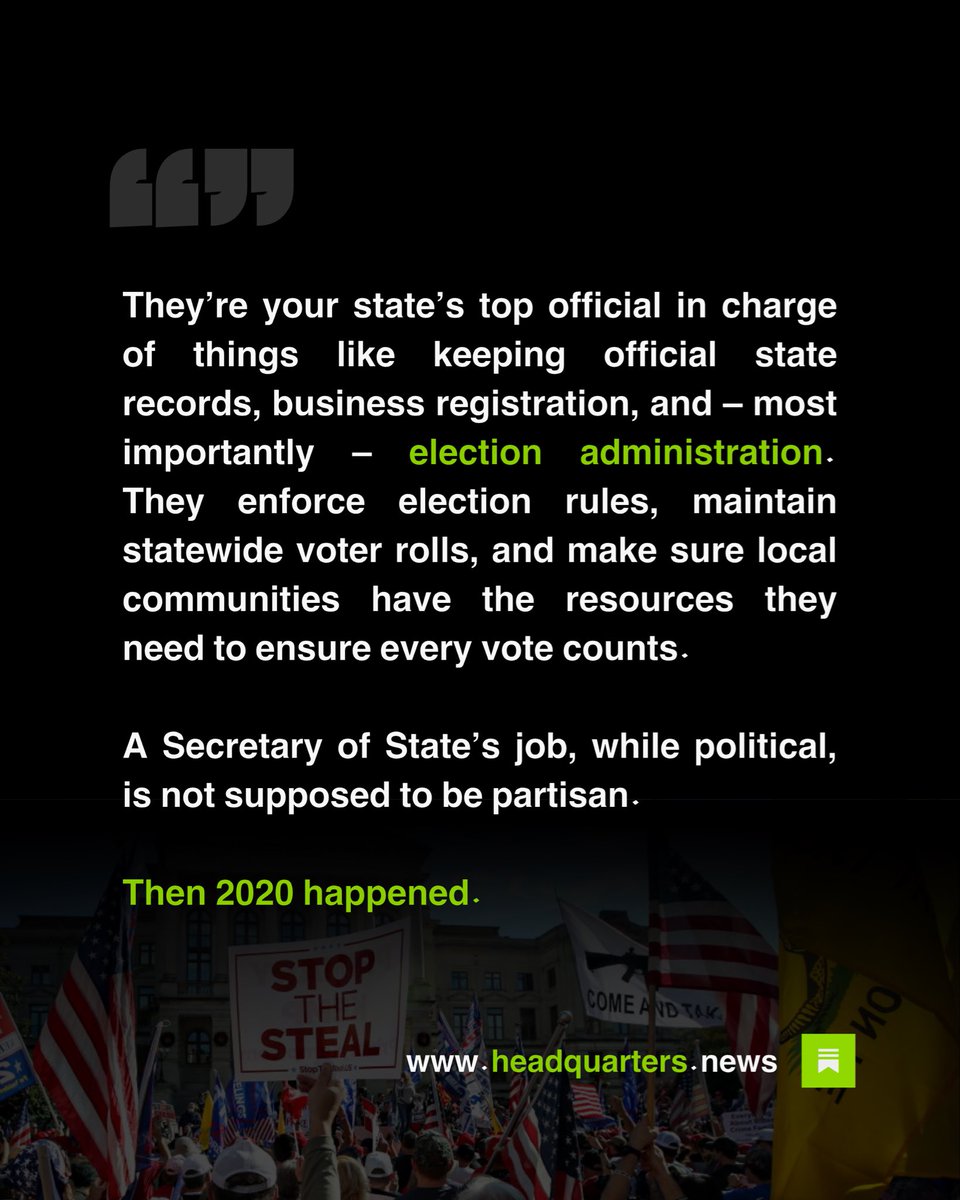 MarkusforDC's tweet photo. Do you know your Secretary of State?

Most Americans can’t name them, but in 2020 they played huge role in stopping Trump’s attempted post-election coup.

They may have to do it again. https://t.co/HlHfDa5jRR