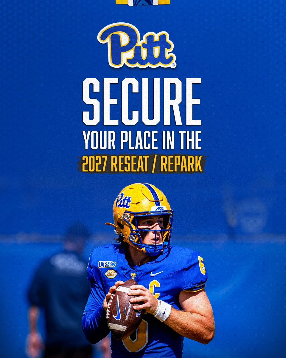 Pitt_ATHLETICS's tweet photo. .@Pitt_FB is 4-0 &amp; now is the time to secure your place in the 2027 reseat &amp; repark by purchasing season tickets!

Buy yours: https://t.co/pLshOZFavx

*Current STH are automatically included in the reseat &amp; can log into their account to start payment plans* https://t.co/NynMpDylVM
