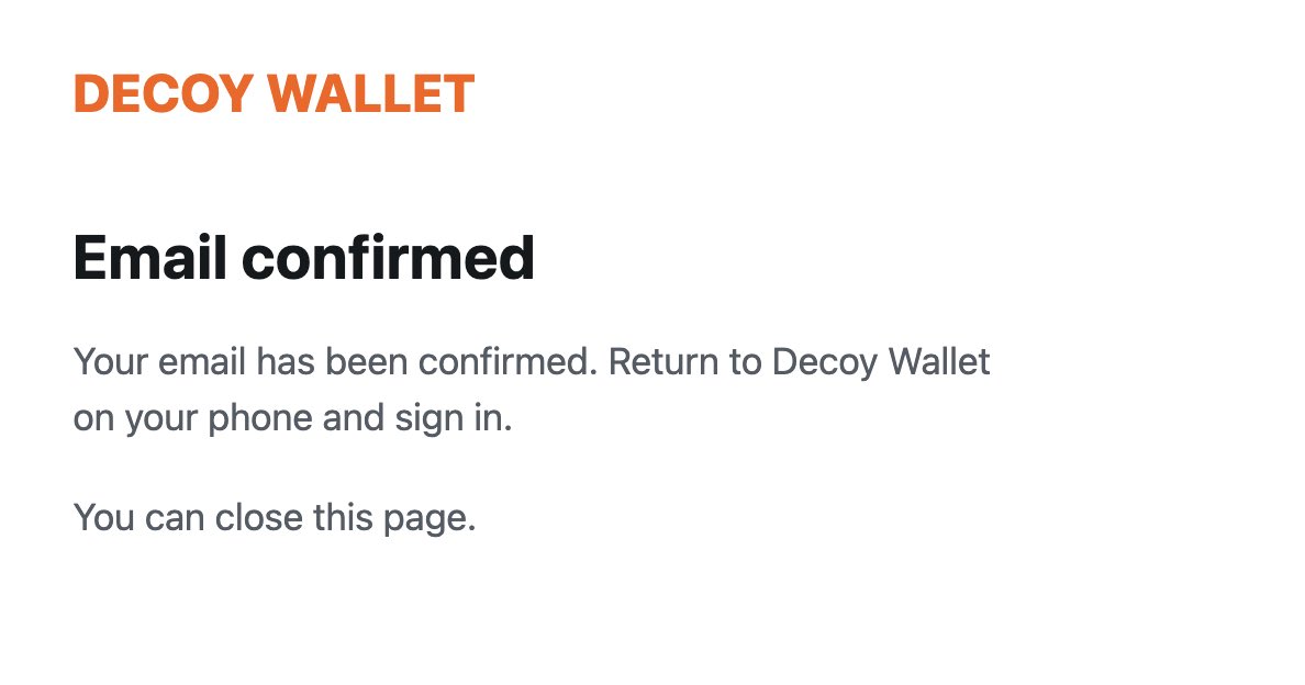 DecoyWalletApp's tweet photo. Bug Fix Notice:

DECOY has recently been made aware of a bug related to confirming signup emails and resetting passwords via browser URLs. Some users reported issues when attempting to confirm emails and reset passwords through computer web browsers instead of on the same device running the app.

It is important to know that this fix does not affect active emergency alert flows or wallet monitoring functionality.

The bug has now been patched, tested, thoroughly validated, and is now live.

Stay on the lookout for update release v1.1.5 on the Apple App Store and Google Play Store, which includes better UX related to this patch. We expect to have it available in the next day or two, pending store approvals.

Emails can now be confirmed and passwords reset through computer web browsers, addressing the issues some users previously experienced with the Decoy Wallet App.

If you have been experiencing these issues with the Decoy Wallet App, please try again using a newly requested confirmation or password reset email. Open only the newest link, and update to v1.1.5 when it becomes available.

Thank you to those who have reported the issue. Because of your help, we are making a stronger and more easily accessible tool for users around the world.

Regarding future work, we are currently developing a web application and browser account access to mitigate complications like this across operating systems, in an effort to move away from operating only through a mobile app.

We appreciate your help and continued support.

Thank you,

Mitch