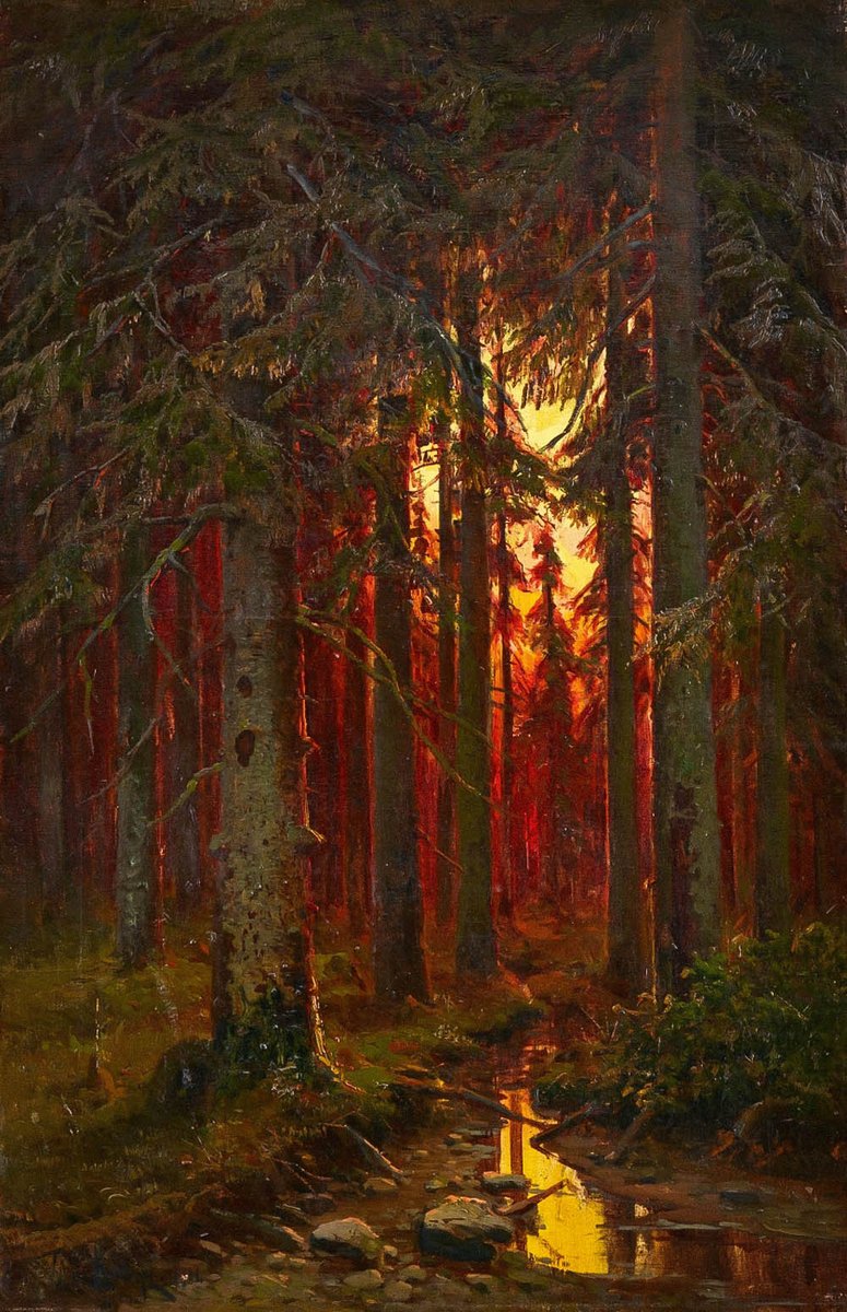 ArtorOtherThing's tweet photo. Sunset in a Spruce Forest (1901) - Julius Sergius von Klever (1850–1924) https://t.co/UAmJdAQBkr