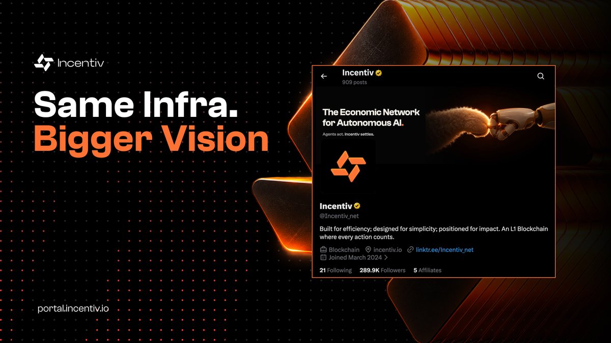 Incentiv_net's tweet photo. A new look for a bigger world is taking shape!

A shared economy where people, apps, and trillions of agents turn intent into work and work into value.

Agents act. Incentiv settles. https://t.co/nyjNeIomF8