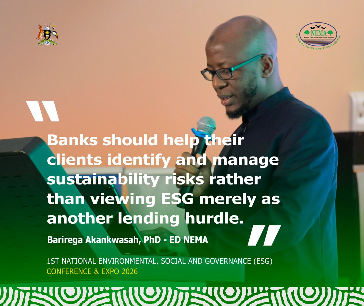 nemaug's tweet photo. “Banks should help their clients identify and manage sustainability risks rather than viewing ESG merely as another lending hurdle.” ~ Dr. @ABarirega ED, NEMA. https://t.co/tHG1gyY4Ls