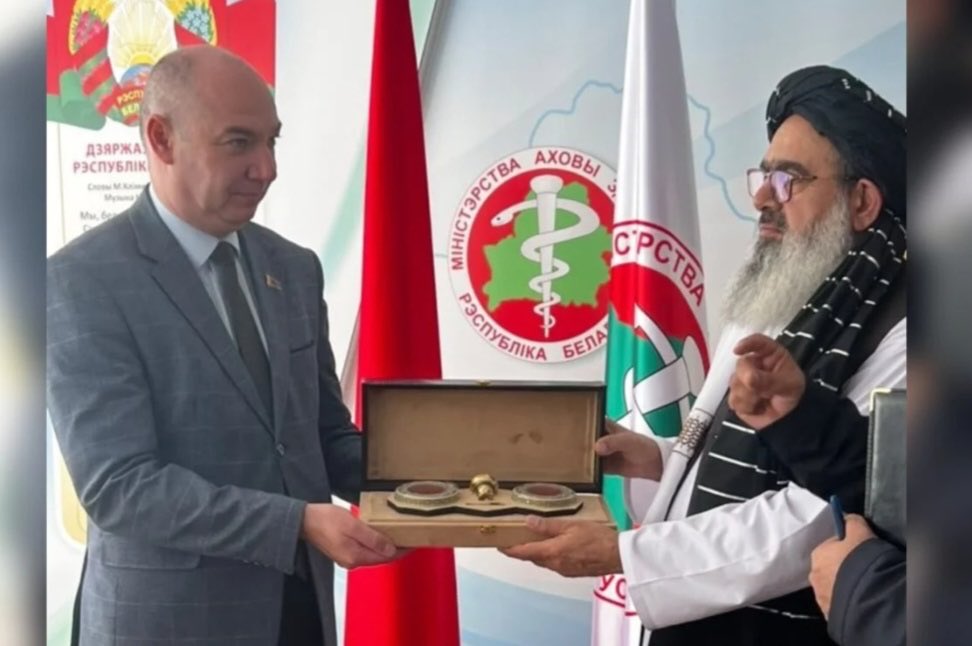 KabulTimesDaily's tweet photo. Mawlavi Noor Jalal Jalali, the country’s Minister of Public Health, in a meeting with Belarusian Health Minister Alexander Khodzhayev during his official visit to Belarus, discussed expanding health cooperation between the two countries. https://t.co/rbAI3zyfzN