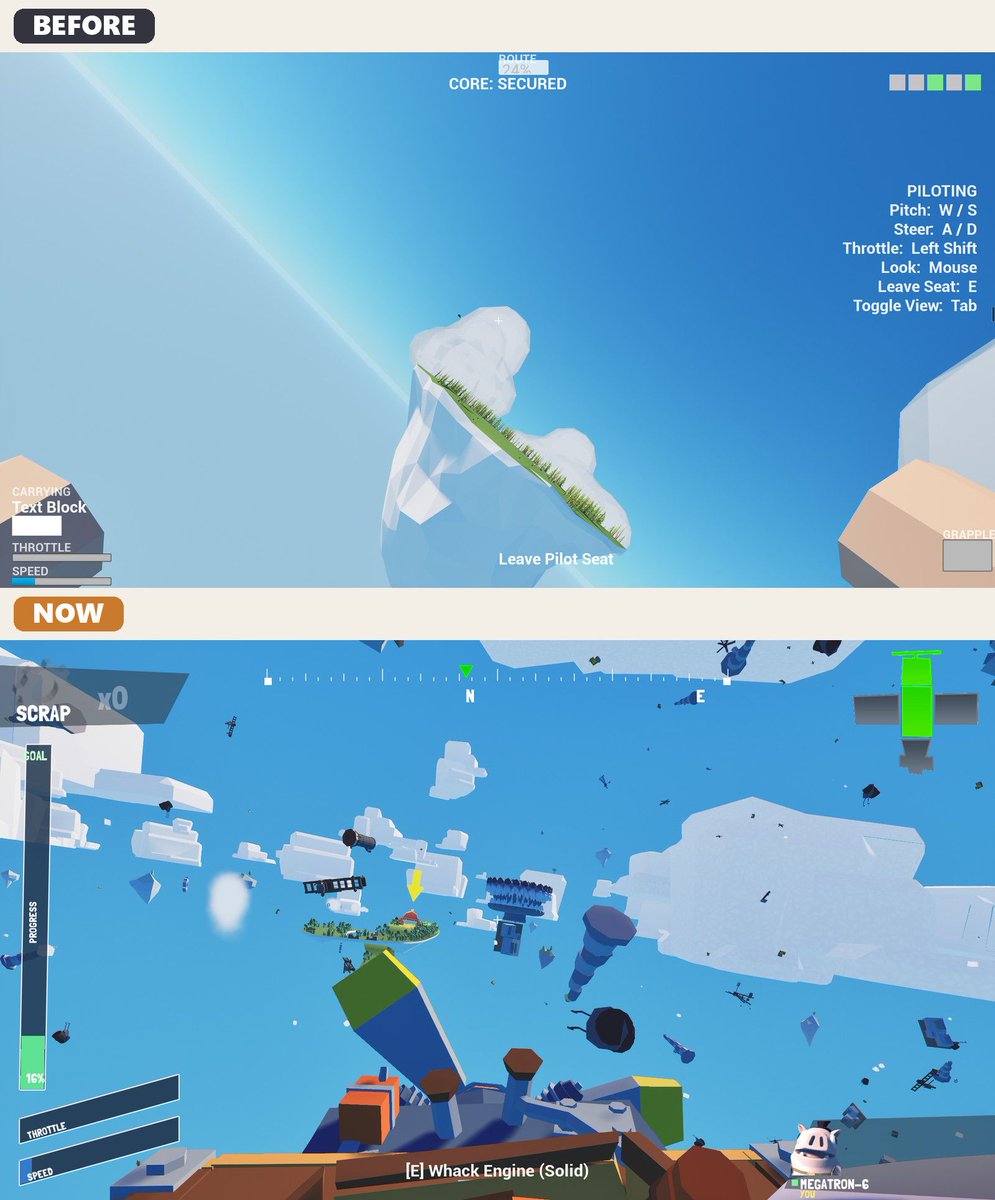 CloudCloverStds's tweet photo. UI glow-up ✨️ 
Top: before. Bottom: now. We overhauled the whole UI and HUD.
The demo is ready and waiting on Steam approval. Wishlist so you're first to know when it lands!

#indiegame #gamedev #WhenPigsFly https://t.co/UkLkZOwI3N