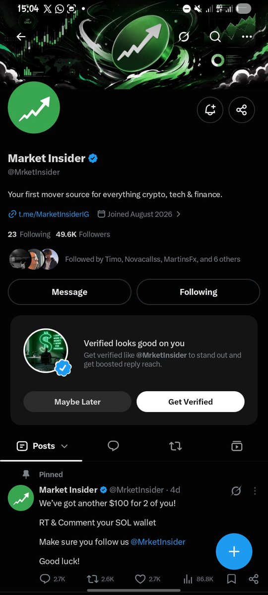 Muhydeein's tweet photo. @Mrbankstips @MrketInsider I have like,reweet, Followed. ✅ 

Here's my $SOL address Mr Banks:

4G6fQthk6MSpTMnWAau1E4EtuJB685fFDCBMiTx6k6yk

Thank you so much, I belive i will win and this is going for my medication @Mrbankstips https://t.co/n7H7L4BxXN