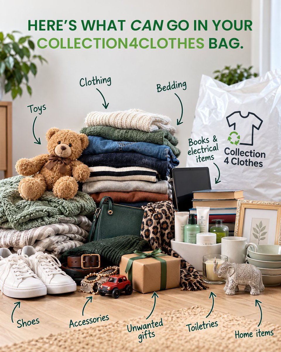Collection4C's tweet photo. You can donate much more than clothes. 💚

We also collect shoes, bags, accessories, bedding, toys, books, sealed toiletries, small household items and working electricals.

Just remember: no suitcases, quilts, pillows or mattress covers. And, curtains are area-dependent. https://t.co/8vFB5QpHPz
