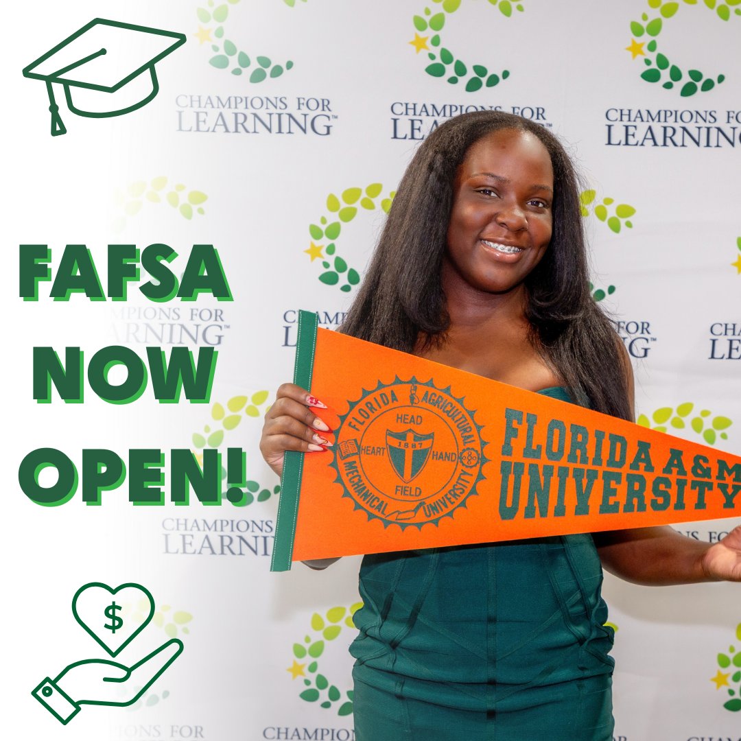 Champs4Learning's tweet photo. 🎓 FAFSA is now open! Champions For Learning is here to help. Our College and Career Access support provides resources and guidance to help students take their next steps toward their future.

📩 Visit our website or contact us to learn more: https://t.co/0tDhtUivQM https://t.co/MblEWhhO74