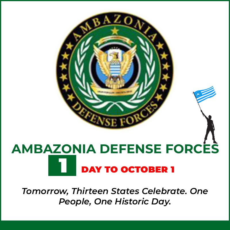 acntelnet's tweet photo. 1 day to October 1! 🎉 Tomorrow, all 13 states of Ambazonia join in celebrating Independence Day. Raise your flags, gather your people, celebrate! 🎈 https://t.co/KQVOIvTa4A