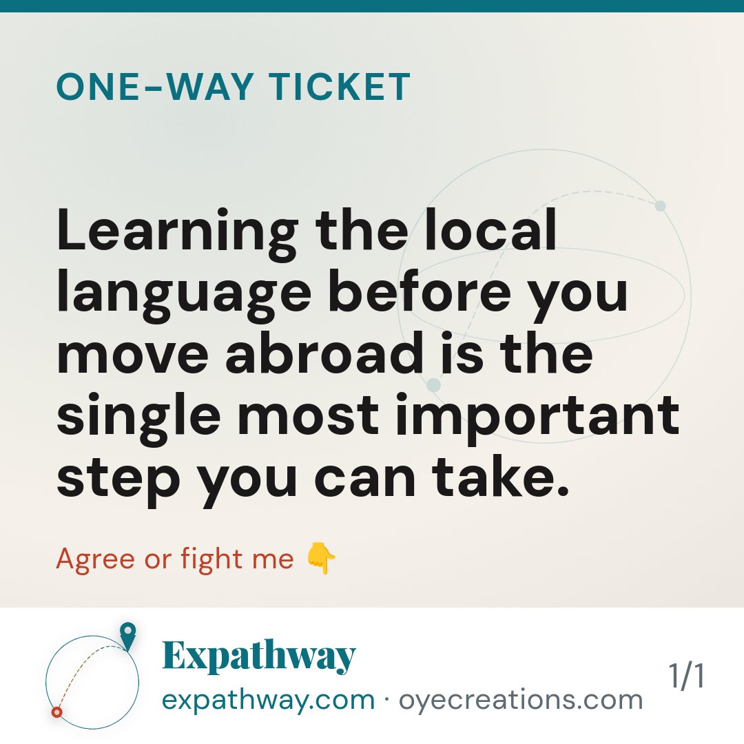 expathway's tweet photo. You have to learn the language before you move. Full stop. Arriving without it is choosing to be isolated, not adventurous.

#expatlife #movingabroad #expattips #livingabroad #relocationtips https://t.co/SLKbEbel1p