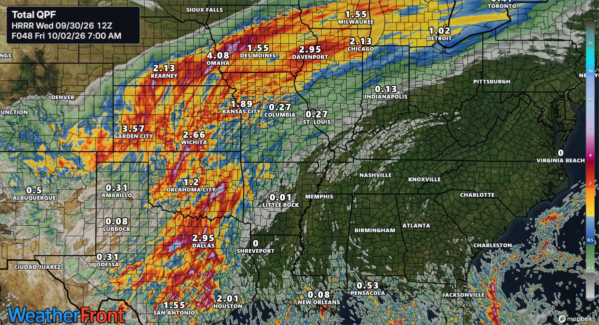 MetricsWXSvr's tweet photo. Extreme tropical moisture fuels a multi-day flash flood event across the SW and High Plains today, expanding into TX and OK Wed–Thu. Widespread 3–6"+ rain totals will cause dangerous arroyo surges, severe urban street flooding, and river rises.

#iawx #kswx #okwx #txwx #wxtwitter https://t.co/PqCPqwmloh