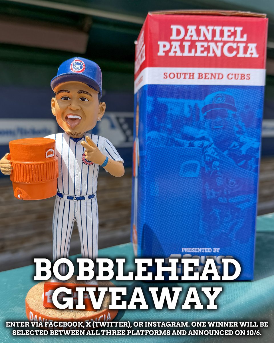 SBCubs's tweet photo. GIVEAWAY WEDNESDAY: Like AND share this post to be entered to win a Daniel Palencia bobblehead. Comment below for an extra push! One winner will be announced on 10/6. Good luck! https://t.co/hYYqk50A6O