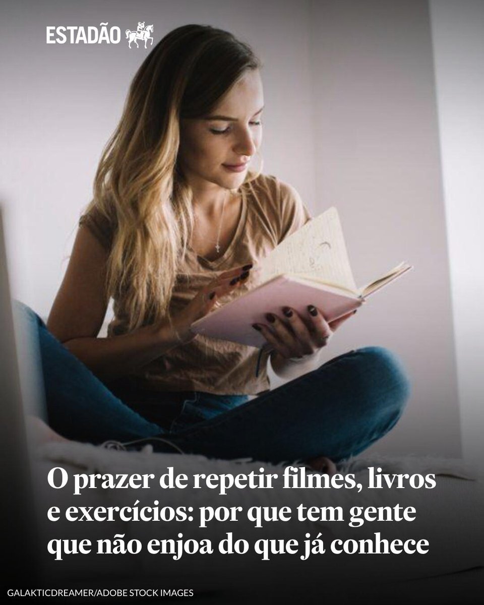 Estadao's tweet photo. O prazer de repetir filmes, livros e exercícios: por que tem gente que não enjoa do que já conhece | Experiências familiares trazem sensação de conforto e não significam necessariamente inflexibilidade ou desinteresse por novidades https://t.co/IlHSWHGYfX https://t.co/fOqwWmUemi