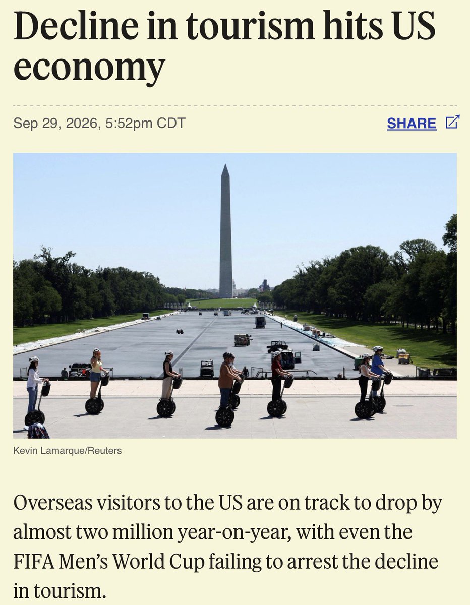 TheTNHoller's tweet photo. 🇺🇸 US TRAVEL ASSOCIATION: “We’re the only major country in the world losing visitation. It’s mind-boggling.” 

The Trump effect. 🤷🏼 

https://t.co/j4DFXKZhjt https://t.co/hIzxVflCok