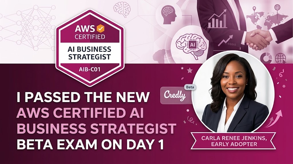 carlarjenkins's tweet photo. Hey there #TwitterFamily! Yesterday I passed the @AWSCloud #AIBusiness Strategist beta exam. Today I give you some insight on taking it and why you should. https://t.co/bqtfwn1m2f @caralrjenkins #awscertification https://t.co/N8CEhwoJ2M