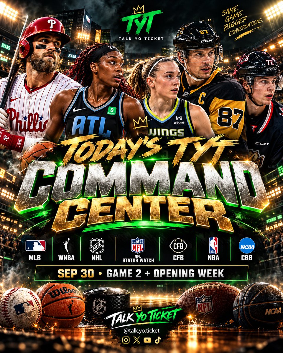 Talk_Yo_Ticket's tweet photo. WEDNESDAY'S TYT BOARD π₯
βΎ MLB Wild Card Game 2
π WNBA Game 2
π NHL Opening Week
π NFL Status Watch
CFB/NBA/CBB checked β no forced filler.
TODAY IS FOR TODAY.
Research first. Ticket second. π
#TalkYoTicket https://t.co/ewWVE6Cgpi
