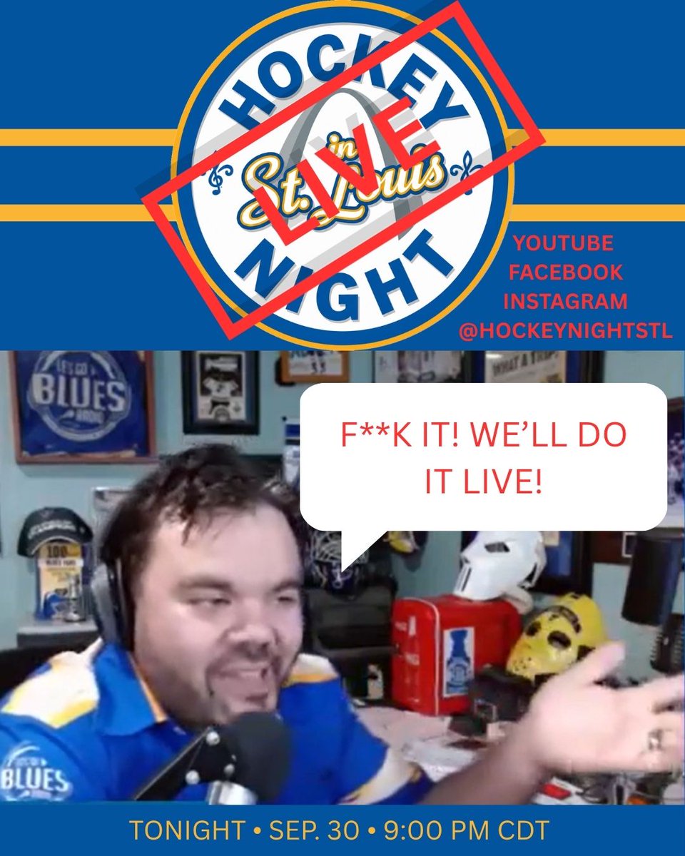 HockeyNightSTL's tweet photo. Join us tonight - find us on socials and follow on YouTube!
#stlblues #lindenwood #maryville https://t.co/fgjhX6wZZX