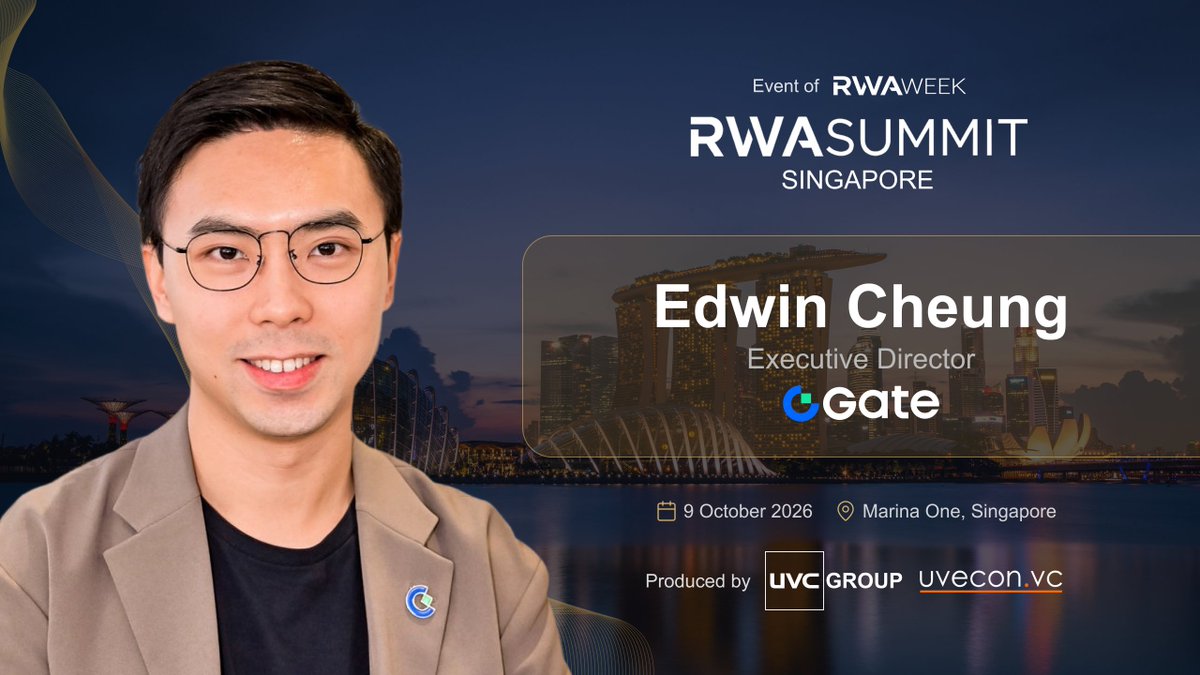 rwasummitglobal's tweet photo. Edwin Cheung, Executive Director at Gate Group, joins @rwasummitglobal  SINGAPORE 🇸🇬

Edwin drives institutional partnerships, fiat and payments infrastructure, and TradFi business development across global markets at @Gate. Previously serving as Global Head of Fiat, he built the company's fiat banking and cross-border payment infrastructure from the ground up while leading innovative initiatives around AI-driven model routing and agentic payment systems.   

With close to a decade of experience in traditional banking at HSBC and Standard Chartered, Edwin bridges institutional finance with digital assets. He holds an MBA from HKUST Business School and serves on the Executive Committee of the Hong Kong Digital Asset Society (HKDAS).     

He will speak about global fiat payment rails, bridging traditional banking with digital assets, and leveraging agentic payment infrastructure for real-world asset markets.

• When: 9 October 2026 | 09:00 - 18:00 SGT 
• Where: Marina One, 5 Straits View (5-min walk from Marina Bay Sands)  

👉 Register now to hear insights from our speakers: https://t.co/lof4x0hFjS  

✍️ @rwasummitglobal Strategic Partners: @LynxcapDeFi | @dydxfoundation | @investax | @IxsFinance | @TheoriqAI | https://t.co/mnDbgbwEND 

 🤝 @tokenisedglobal VIP Summit Co-host: @TRMLabs 

🙌  THE DEALFLOW Co-host: https://t.co/qCBFDaWjI9 

 •  Powered By: @UveconVC | @rwaweek series production  •
